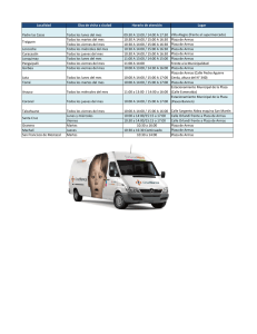 Localidad Días de visita a ciudad Horario de atención