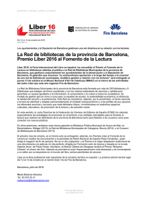 La Red de bibliotecas de la provincia de Barcelona, Premio Liber