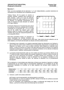 ORGANITZACIÓ INDUSTRIAL Examen final (Enginyeria Industrial