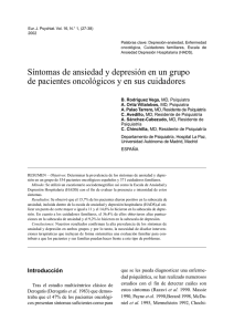 Síntomas de ansiedad y depresión en un grupo de pacientes
