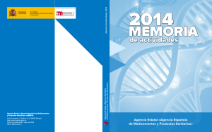 Memoria de actividades 2014 - Agencia Española de Medicamentos