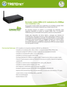 Enrutador módem ADSL 2/2+ inalámbrico G a 54Mbps