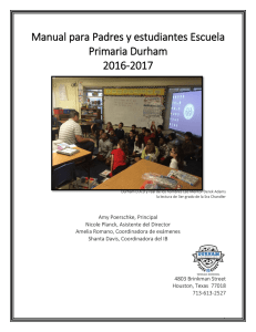 Manual para Padres y estudiantes Escuela Primaria Durham 2016