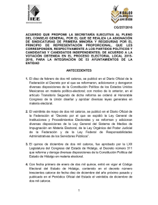 1 cg/257/2016 acuerdo que propone la secretaría ejecutiva al pleno