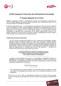 CCOO impugna el Convenio de la Enseñanza - FETE-UGT