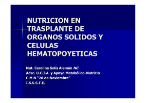 nutricion en trasplante de organos y celulas hematopoyeticas