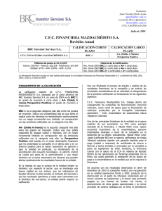 C.F.C. FINANCIERA MAZDACRÉDITO S.A. Revisión Anual
