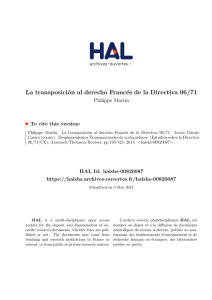 La transposición al derecho Francés de la Directiva 96/71 - Hal-SHS