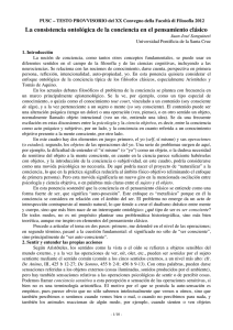 La consistencia ontológica de la conciencia en el pensamiento clásico