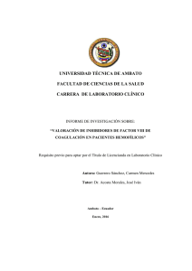 Valoración de Inhibidores de factor VIII de coagulación en pacientes