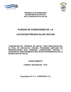 PLIEGOS DE CONDICIONES DE LA LICITACION PRIVADA No.007