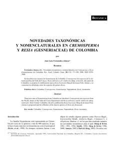 novedades taxonómicas y nomenclaturales en cremosperma y resia