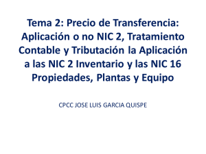 Precio de Transferencia: Aplicación o no NIC 2, Tratamiento