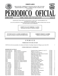 ordinario indice - Periódico Oficial del Gobierno del Estado