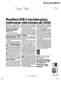 Reubica INE a vocales para enfrentar elecciones de 2018