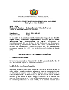 SENTENCIA CONSTITUCIONAL PLURINACIONAL 0052/2015