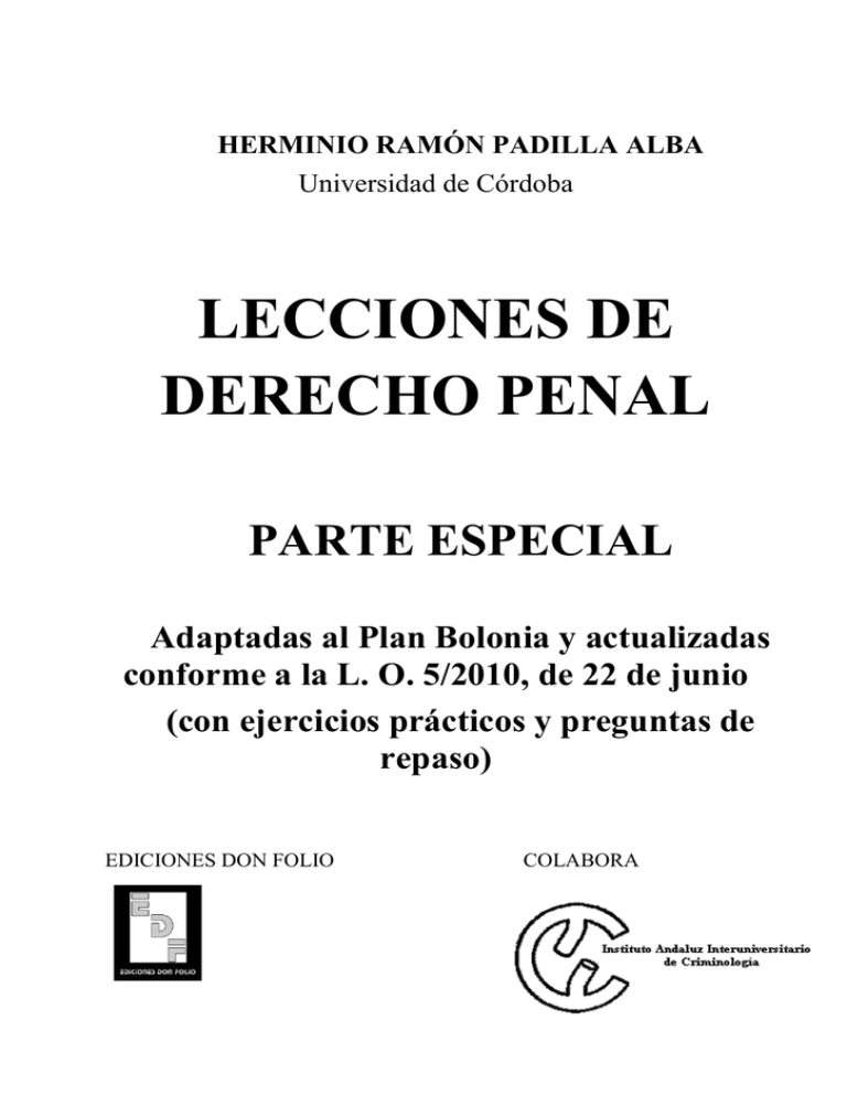 Lecciones De Derecho Penal Parte Especial Adaptadas 6528