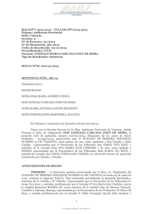 SAP, Civil, sección 9, Valencia, del 29 de diciembre de 2014