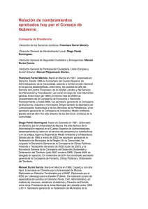 Relación de nombramientos aprobados hoy por el Consejo de