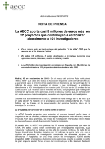 Nota de prensa - Asociación Española Contra el Cáncer
