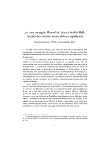 Las ciencias según Manuel de Salas y Andrés Bello: necesidades