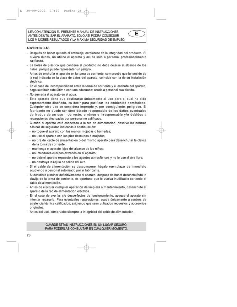 lea con atención el presente manual de instrucciones