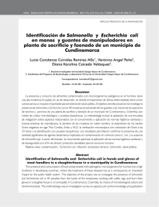 Identificación de Salmonella y Escherichia coli en manos y guantes