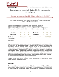 Testosterona prenatal: digito D2:D4 y conducta. 1998