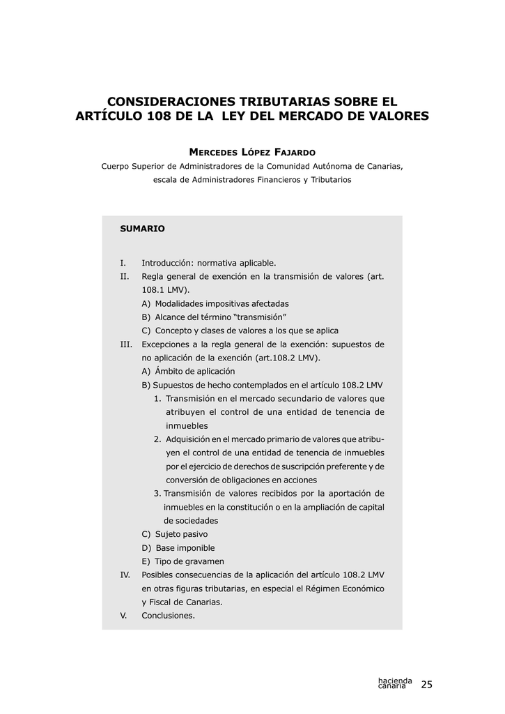 Consideraciones Tributarias Sobre El Artículo 108 De La Ley Del