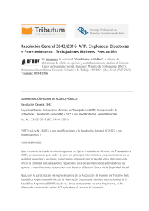 Resolución General 3843/2016. AFIP. Empleados. Discotecas y