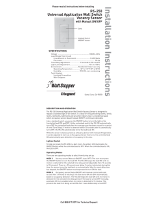 WattStopper Legrand RS-250-I Manual