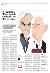 Ex Presidente Piñera agenda encuentro con PPK en