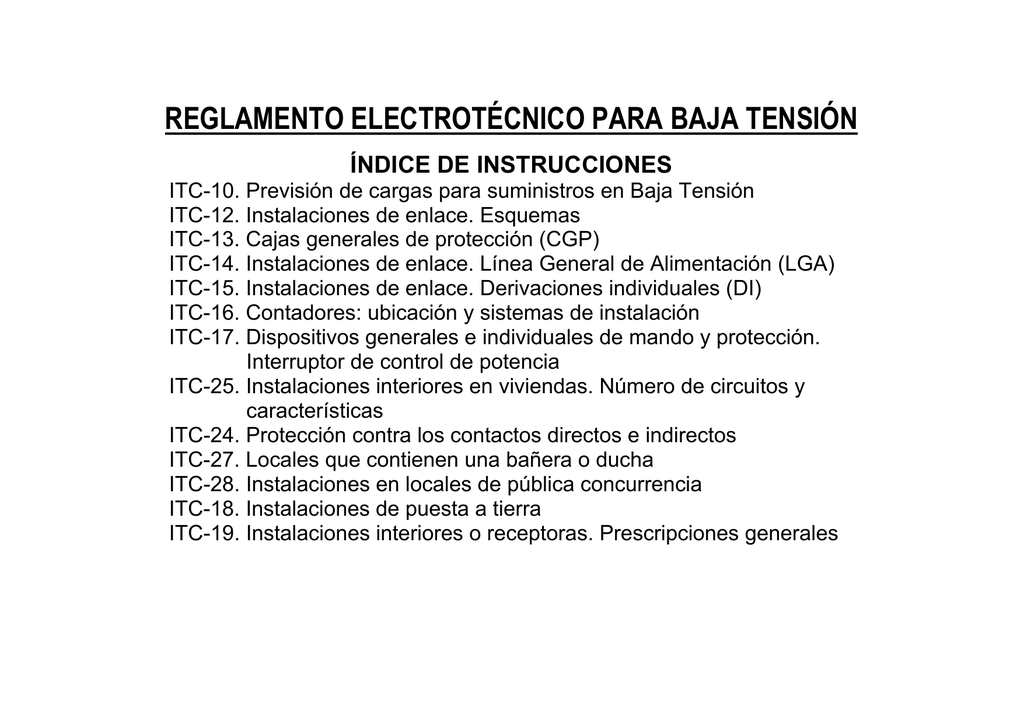 REGLAMENTO ELECTROTÉCNICO PARA BAJA TENSIÓN