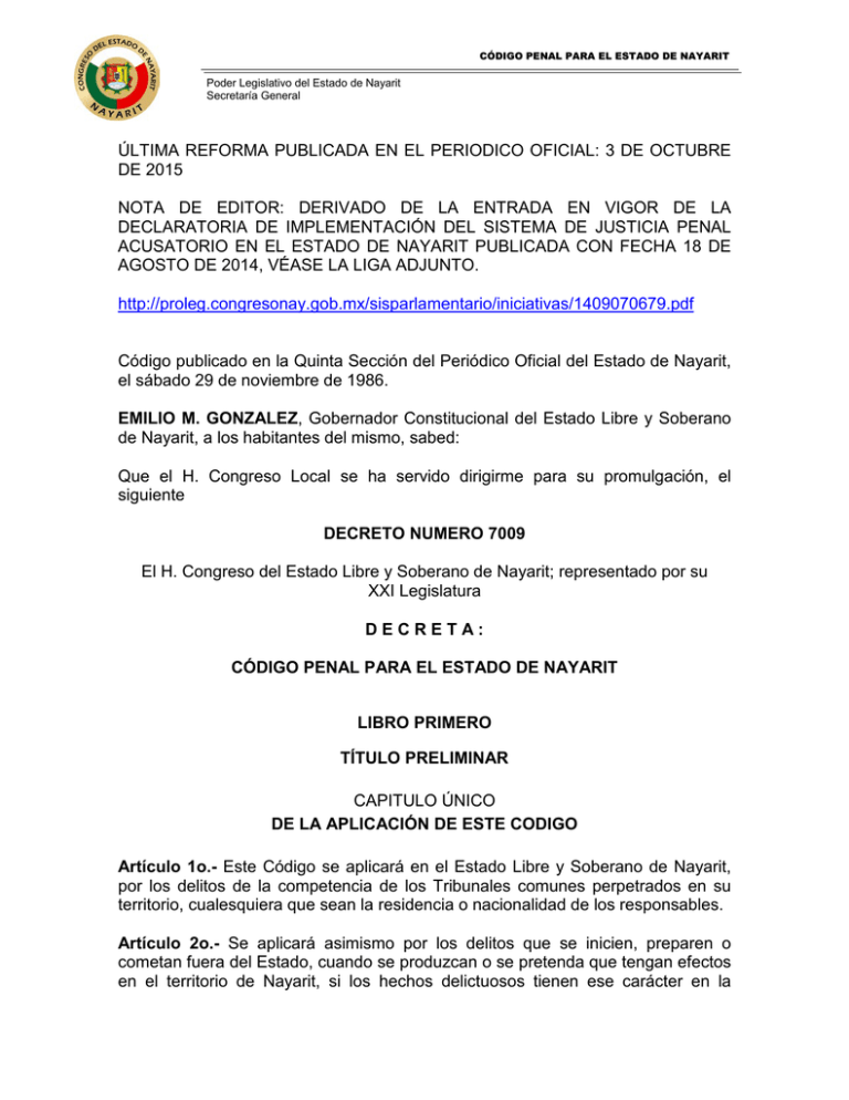 codigo penal para el estado de nayarit codigo penal para el estado de nayarit