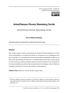 Animal/Humano: Plessner, Blumenberg, Derrida