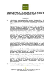 Resolución del Ararteko de 9 de mayo de 2013