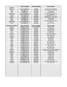 List of Faculty and Instructor Office Hours