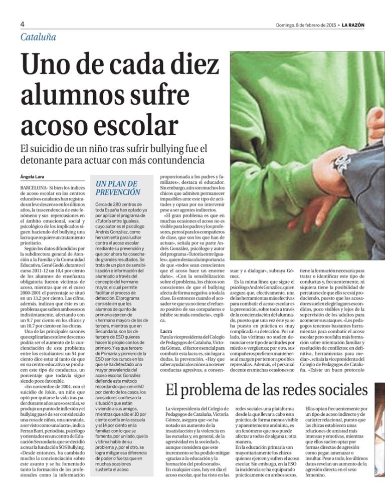 Uno de cada diez alumnos sufre acoso escolar