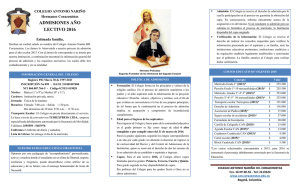 Admisiones 2015 - Colegio Antonio Nariño HH.Corazonsitas