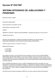 Decreto Nº 833/1997 SISTEMA INTEGRADO DE JUBILACIONES Y