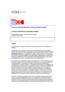 La firma electrónica avanzada notarial RCE Nº.42 01/10/2003
