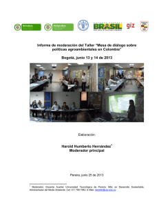 Informe: Taller Nacional sobre Políticas Agroambientales en Colombia