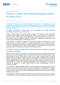 España: el saldo de la balanza de pagos mejora en marzo 2015