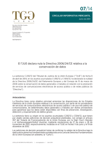 El TJUE declara nula la Directiva 2006/24/CE relativa a