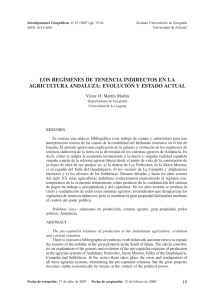 Los regímenes de tenencia indirectos en la agricultura andaluza