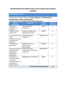 Reconocimiento de cr&eacute;ditos por ciclos formativos