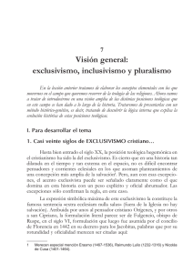 Visión general: exclusivismo, inclusivismo y pluralismo
