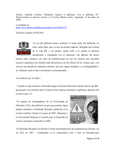 Página 1 de 8 Gómez, Graciela Cristina, "Dicamba: `muerto el