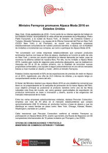 Ministro Ferreyros promueve Alpaca Moda 2016 en