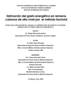 Estimación del gasto energético en remeros cubanos de alto nivel